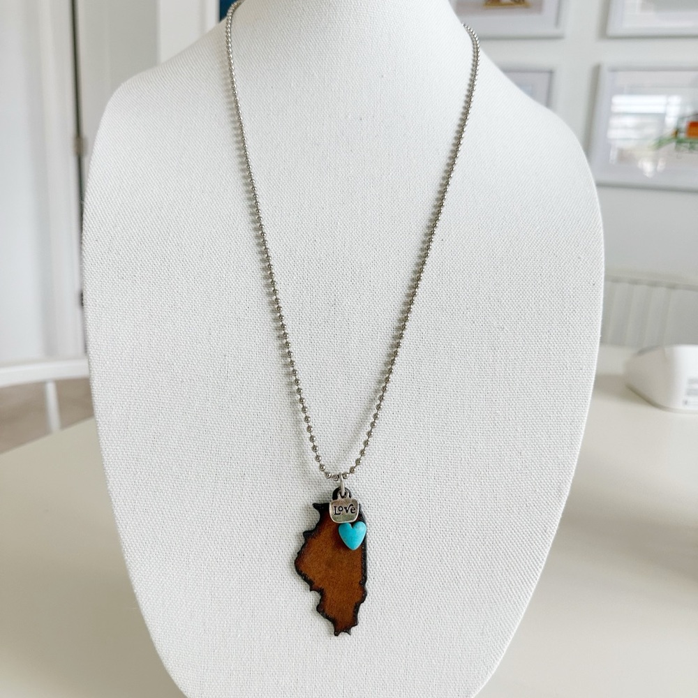 Chicago Illinois lovers artisan necklace 4” drop chain - Picture 6 of 7